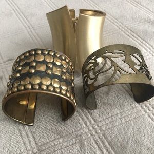Brass Bracelet cuff set - 3 cuffs